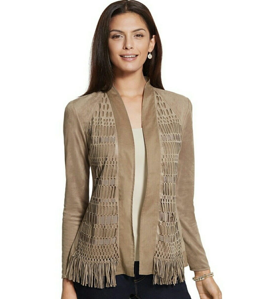 Chico's Faux Suede Fringe Jacket